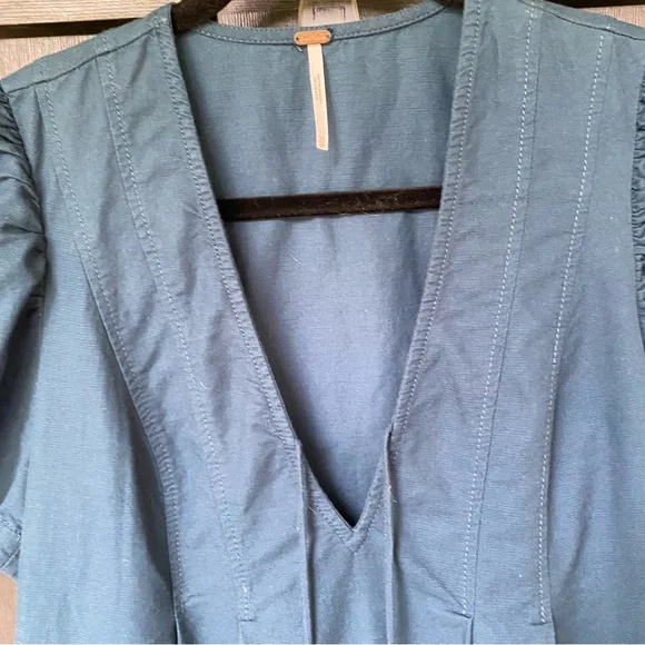 FREE PEOPLE Adelle Teal Blue Mini Dress Tunic—Size XS - Picture 7 of 16